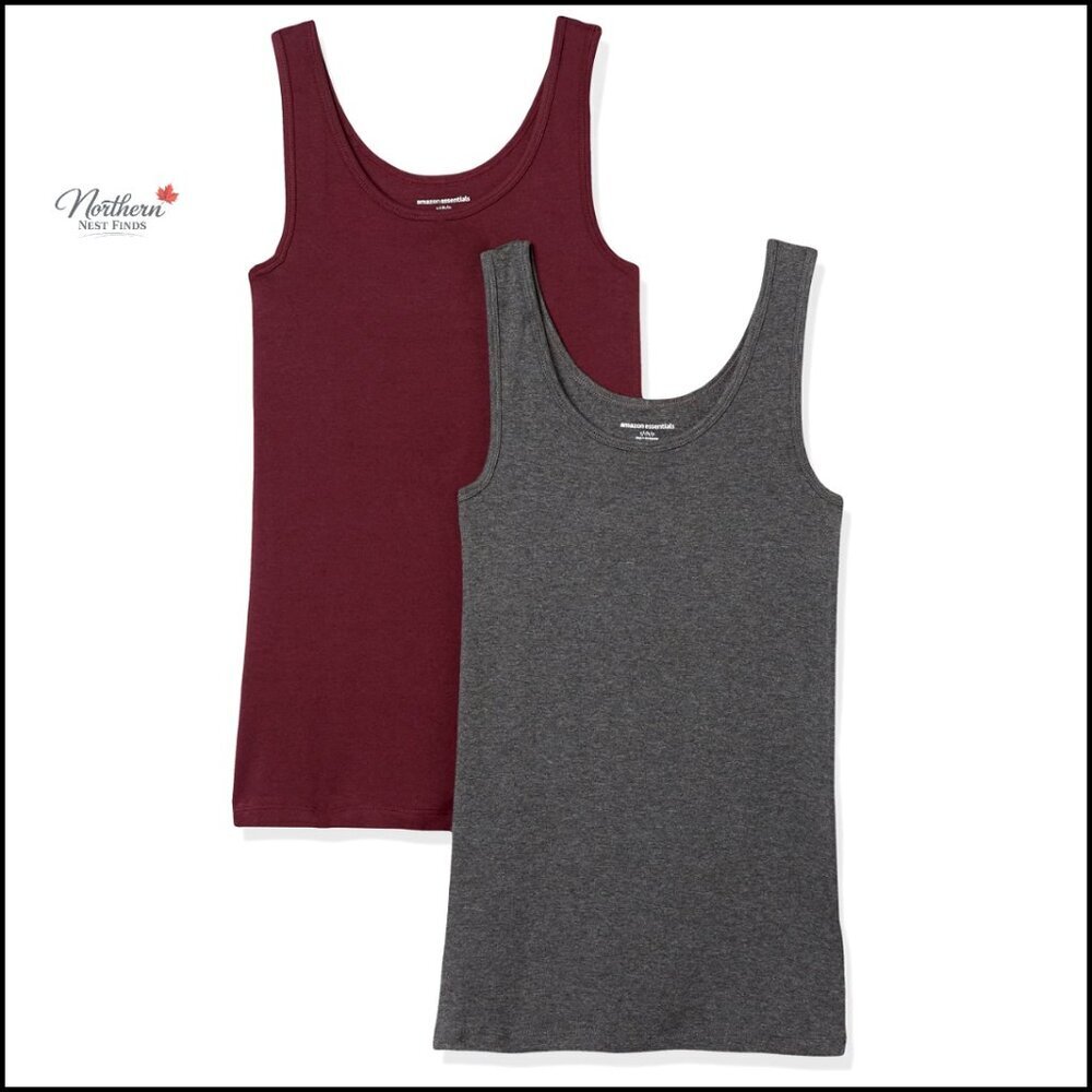 Large Slim Fit Cotton Modal Rib Tank Top 2-Pack for Women
